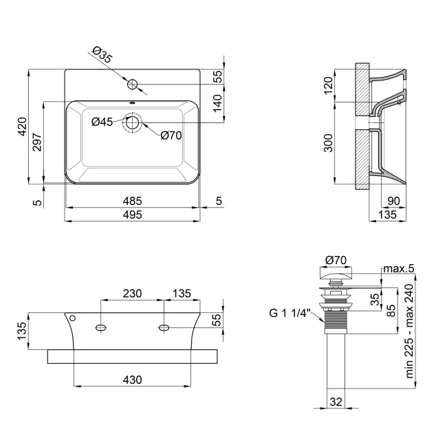Раковина Qtap Virgo 485x410x125 White с донным клапаном QT18112258W 2 Раковина Qtap Virgo 485x410x125 White с донным клапаном QT18112258W 2