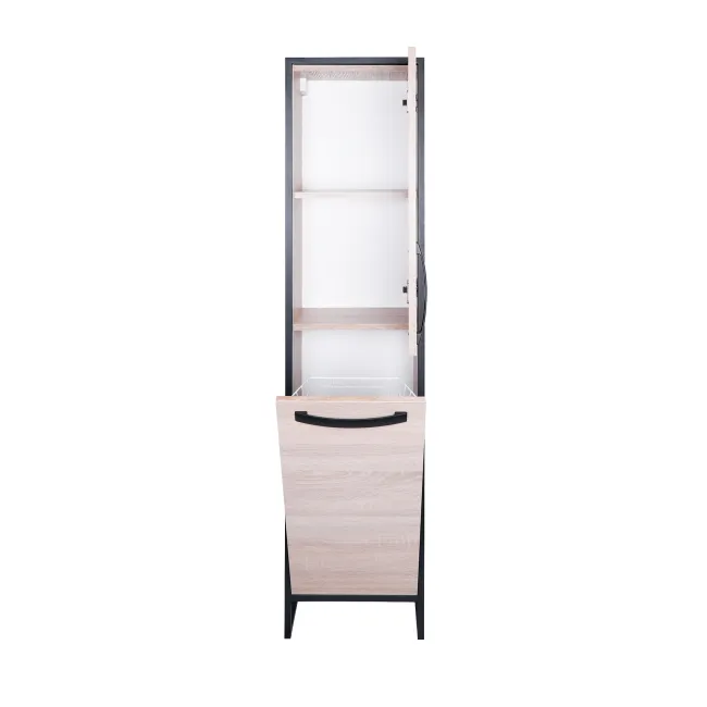 Пенал підлоговий Qtap Taurus 350х1750х300 Whitish oak з кошиком для білизни QT2475PN175KRWO