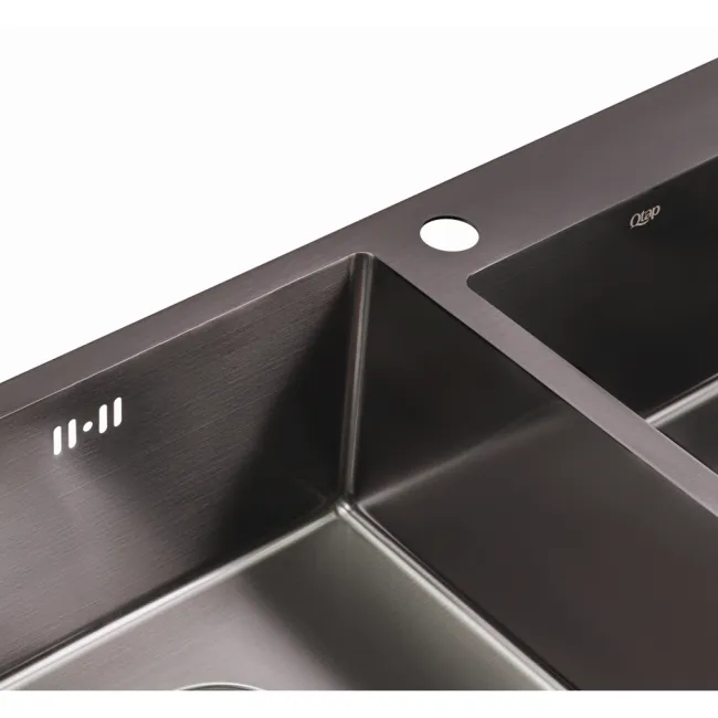 Кухонна мийка з двома чашами Qtap S7843BL 2.7/1.0 мм Black (QTS7843BRPVD10)