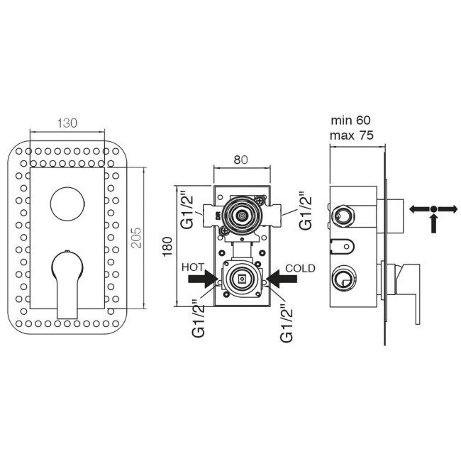 Змішувач прихованого монтажу для душу Bianchi City INDCTY2303CRM для двох споживачів 2