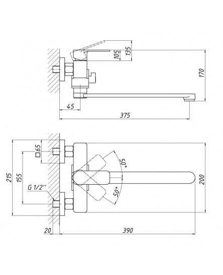 Змішувач для ванни Qtap Namesti 3225102GC