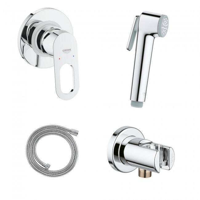 Комплект инсталляция Grohe Rapid SL 38827000 + унитаз с сиденьем Qtap Jay QT07335176W + набор для гигиенического душа со смесителем Grohe BauLoop 111042