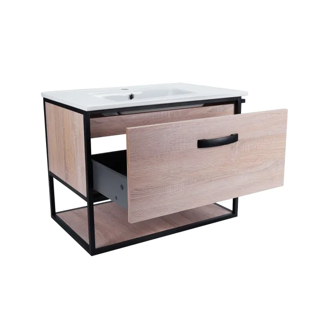Комплект Qtap Taurus 800х580х437 Whitish oak тумба підвісна + раковина урізна
