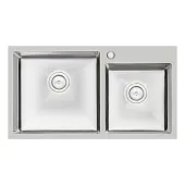 Кухонна мийка з двома чашами Qtap S7843 2.7/1.0 мм Satin (QTS784310)