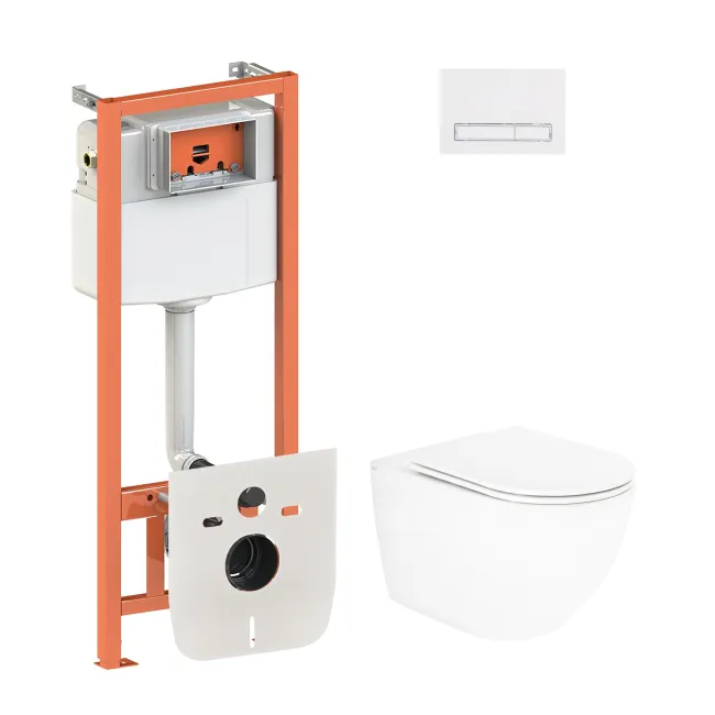 Набор Qtap инсталляция 4 в 1 с панелью смыва Nest (QT0133M425 + QT0111M08V1384W) + унитаз с сиденьем Robin QT13332141ERW Набор Qtap инсталляция 4 в 1 с панелью смыва Nest (QT0133M425 + QT0111M08V1384W) + унитаз с сиденьем Robin QT13332141ERW