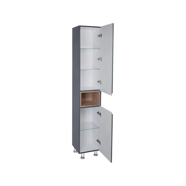 Пенал підлоговий Qtap Robin 350х1950х316 Graphite/Whitish oak QT1376PN1652RGWO