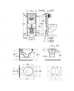 Набор унитаз Azzurra Cult XCU100B1SOSP с сиденьем Azzurra Cult XCU1800F + инсталляция Grohe Rapid SL 38721001