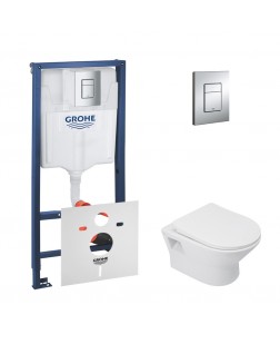 Набір інсталляція 4 в 1 Grohe Rapid SL 38772001 + унітаз з сидінням Qtap Lark QT0331159W