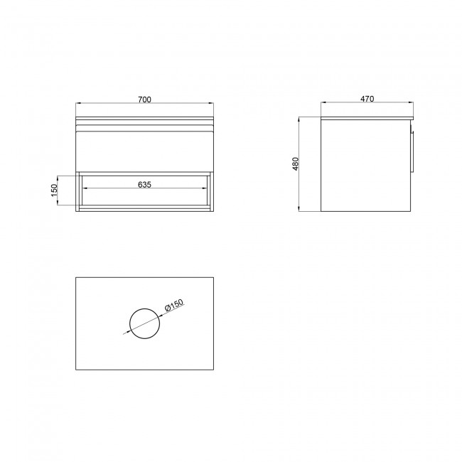 Тумба підвісна Qtap Robin 700х476х437 White/Whitish oak зі стільницею QT1379TPН7001WWO