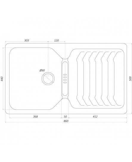 Гранітна мийка Globus Lux BOREN мигдаль 860x500мм-А0008