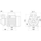 Вихревой насос KF-5 1,1 кВт SAER (4,2 м3/ч,73 м) однофазный Вихревой насос KF-5 1,1 кВт SAER (4,2 м3/ч,73 м) однофазный