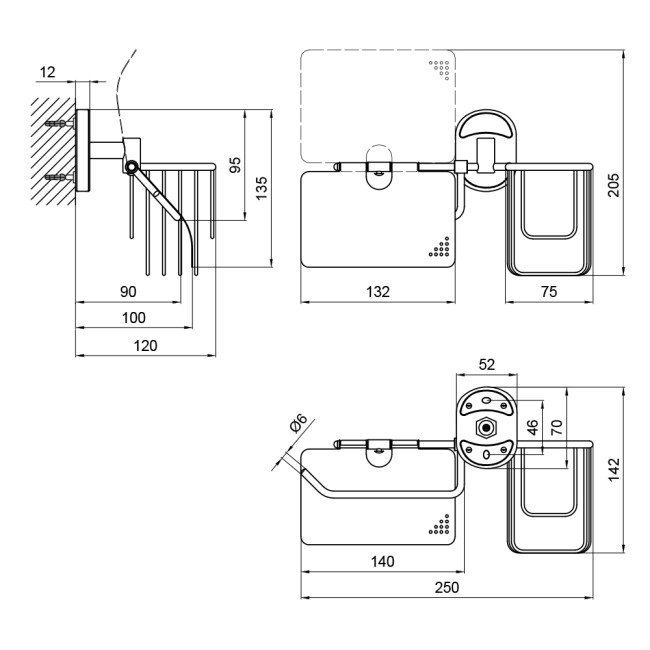 Держатель для туалетной бумаги Lidz (CRM) 114.03.02 2