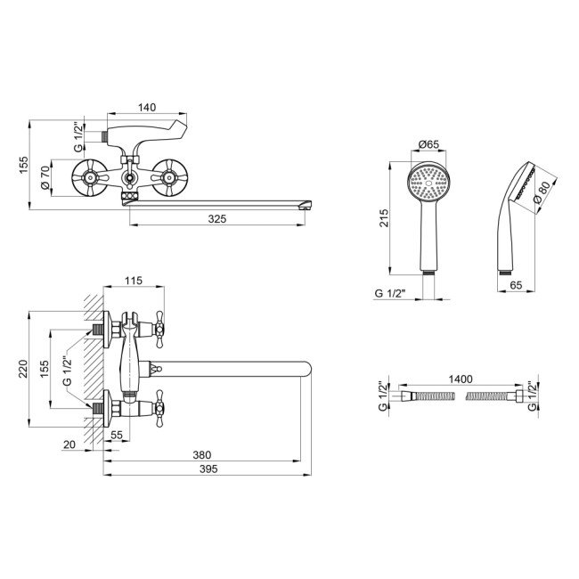 Змішувач для ванни Lidz (CRM) Mayfair 16 143 2
