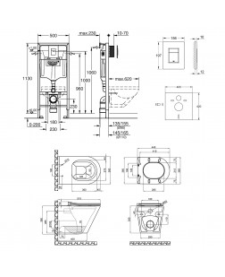 Набір інсталяція 4 в 1 Grohe Rapid SL 38772001 + унітаз з сидінням Qtap Scorpio QT1433053ERMB