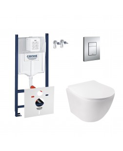 Набір інсталяція 4 в 1 Grohe Rapid SL 3884000G + унітаз з сидінням Qtap Jay QT07335176W