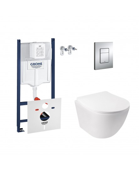 Набор инсталляция 4 в 1 Grohe Rapid SL 3884000G + унитаз с сиденьем Qtap Jay QT07335176W