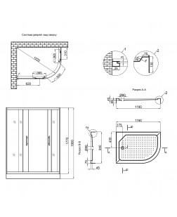 Душевая кабина Lidz Latwa SC120x85L.SAT.LOW.FR, стекло Frost 5мм, левая