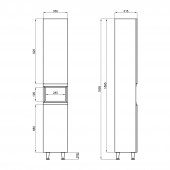 Пенал напольный Qtap Robin 350х1950х316 Graphite/Whitish oak QT1376PN1652RGWO