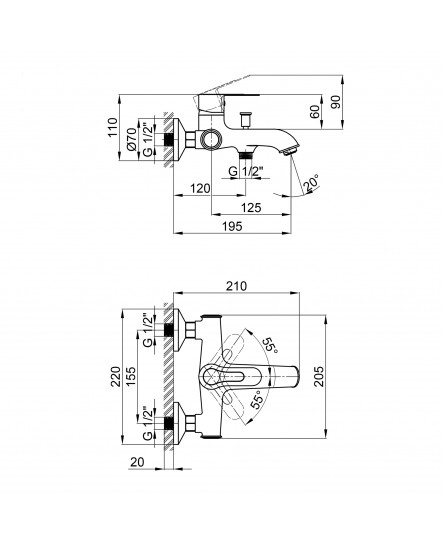 Змішувач для ванни Qtap Rozkos 3055104DC