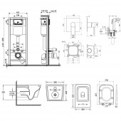 Комплект Qtap інсталяція Nest M425-M06CRM + унітаз з сидінням Crow QT05335170W + змішувач прихованого монтажу для біде Form 001AB SQ