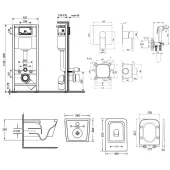 Комплект Qtap инсталляция Nest M425-M06CRM + унитаз с сиденьем Crow QT05335170W + смеситель скрытого монтажа для биде Form 001AB SQ