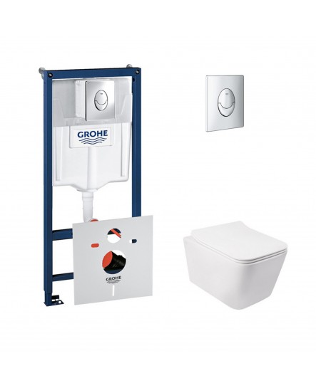 Набор инсталляция 4 в 1 Grohe Rapid SL 38721001 + унитаз с сиденьем Qtap Crow QT05335170W