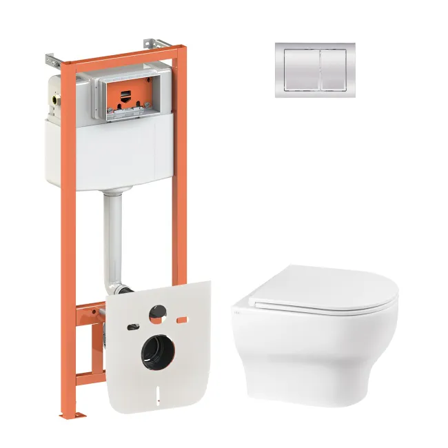 Набор Qtap инсталляция 4 в 1 с панелью смыва Nest (QT0133M425 + QT0111M06028CRM) + унитаз с сиденьем Aries QT0333063ERW Набор Qtap инсталляция 4 в 1 с панелью смыва Nest (QT0133M425 + QT0111M06028CRM) + унитаз с сиденьем Aries QT0333063ERW