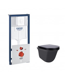 Набор инсталляция 4 в 1 Grohe Rapid SL 38722001 + унитаз с сиденьем Qtap Virgo QT1833051ERMB