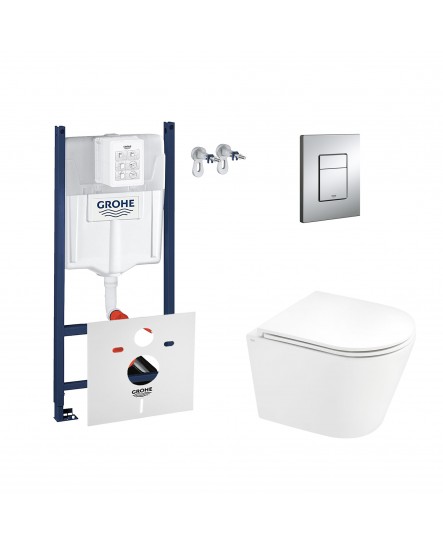 Набор инсталляция 4 в 1 Grohe Rapid SL 3884000G + унитаз с сиденьем Qtap Scorpio QT1433053ERW