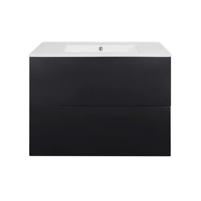 Комплект Qtap Tern 800х580х437 Matt black тумба підвісна + раковина урізна QT1772TPL8023080CMB