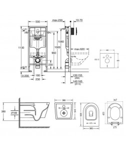 Набір інсталяція 4 в 1 Grohe Rapid SL 38722001 + унітаз з сидінням Qtap Jay QT07335176W