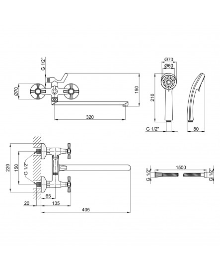 Змішувач для ванни Qtap Liberty ANT 140