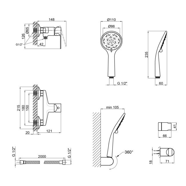 Смеситель для душа Qtap Uno CRM 010 2