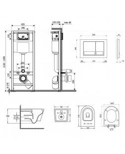 Набір Qtap інсталяція Nest M425-M06CRM + унітаз з сидінням Swan QT16335178W