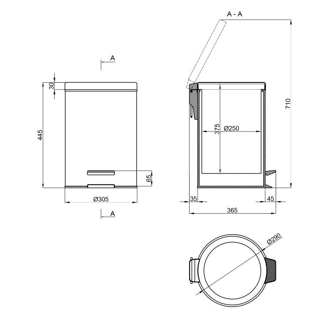 Ведро для мусора Lidz (CRM) 121.01.20 20 л 2