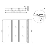 Штора на ванну Qtap Gemini WHI401314RP4 скло Pear 6 мм, 130x140 см