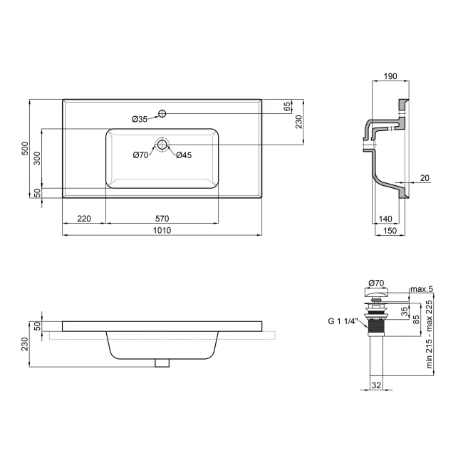 Раковина Qtap Albatross A 1000х500х230 White с донным клапаном QT01115100AW 2 Раковина Qtap Albatross A 1000х500х230 White с донным клапаном QT01115100AW 2