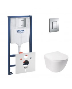 Набір інсталяція 4 в 1 Grohe Rapid SL 38772001 + унітаз з сидінням Qtap Jay QT07335176W