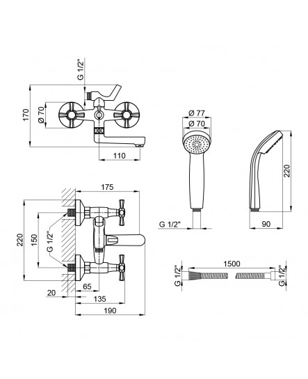 Змішувач для ванни Qtap Liberty ANT 140-2