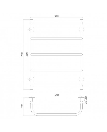 Рушникосушарка UNIO LS W 700-500-5 Драбинка Скоба вода