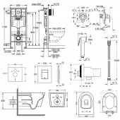 Комплект инсталляция Grohe Rapid SL 38827000 + унитаз с сиденьем Qtap Swan QT16335178W + набор для гигиенического душа со смесителем Grohe BauLoop 111042