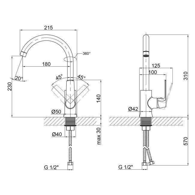 Смеситель для кухни Qtap Fresh WCR 007F 2