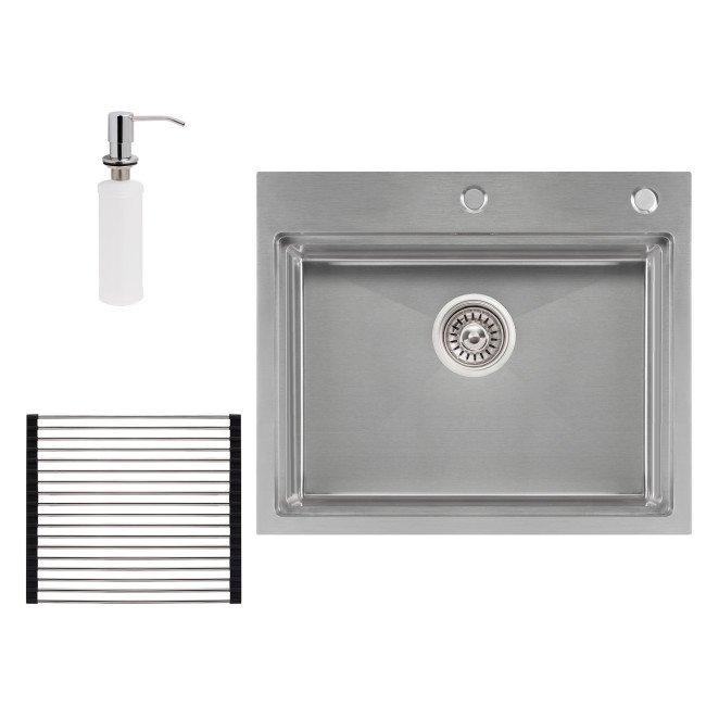 Набор 3 в 1 Qtap кухонная мойка DH6050 3.0/1.2 мм Satin + сушилка + дозатор для моющего средства Набор 3 в 1 Qtap кухонная мойка DH6050 3.0/1.2 мм Satin + сушилка + дозатор для моющего средства