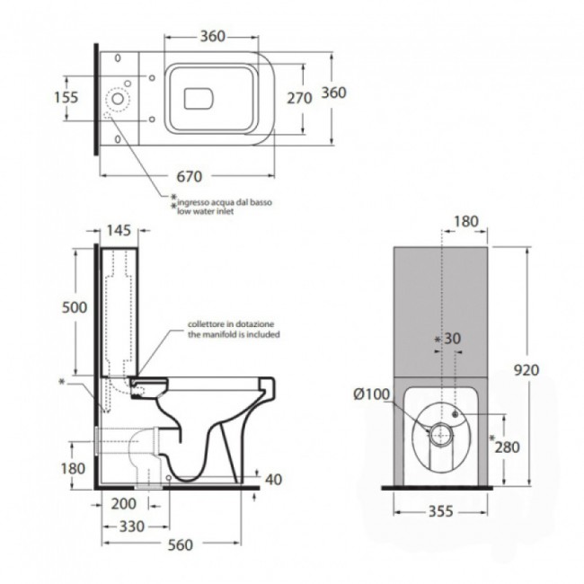 Унитаз-компакт Azzurra Tulip TUO100B1MBPTUL1800F