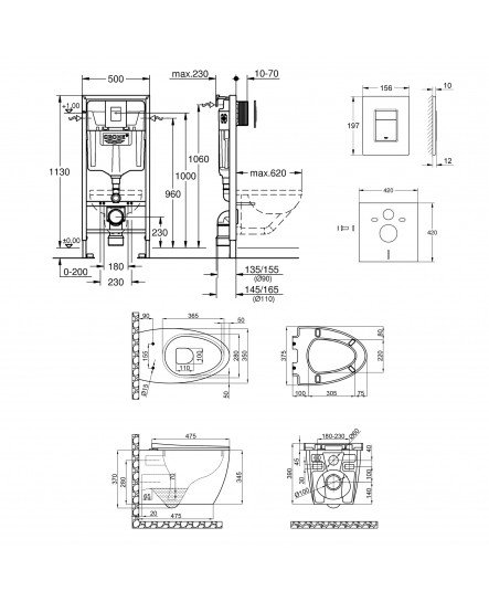 Набор инсталляция 4 в 1 Grohe Rapid SL 38772001 + унитаз с сиденьем Qtap Leo QT11331002ERW