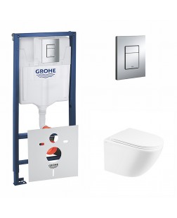 Набор инсталляция 4 в 1 Grohe Rapid SL 38772001 + унитаз с сиденьем Qtap Robin QT1333046ENRW