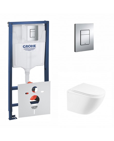 Набор инсталляция 4 в 1 Grohe Rapid SL 38772001 + унитаз с сиденьем Qtap Robin QT1333046ENRW