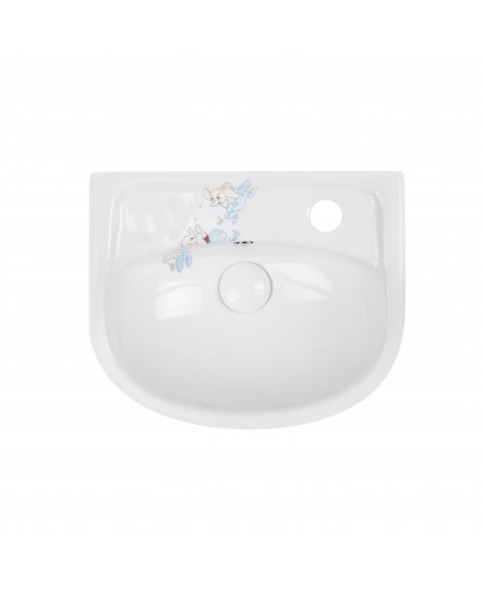 Раковина для підлоги з п'єдесталом дитяча Qtap Baby 375x305x520 White з малюнком, з донним клапаном QT2311LP304BW