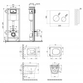 Набор Qtap инсталляция 4 в 1 с панелью смыва Nest (QT0133M425 + QT0111M11V1114W) + унитаз с сиденьем Gemini QT25332614EW