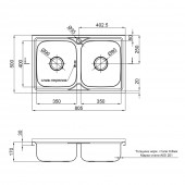 Кухонная мойка с двумя чашами Lidz 5080 0,8 мм Decor (LIDZ5080DEC08)